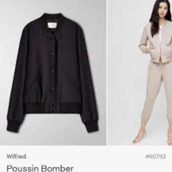 Aritzia Wilfred  Black Poussin Bomber Jacket S - Picture 4 of 14